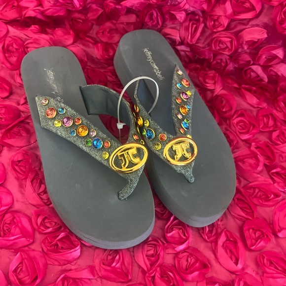 Embellished thong sandal with 'JC' logo metal bit - Picture 3 of 7